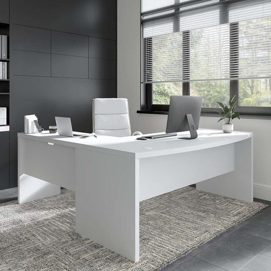 Bush Business Furniture - Echo 72W Bow Front L Shaped Desk in Pure White - ECH053PW veiw 2