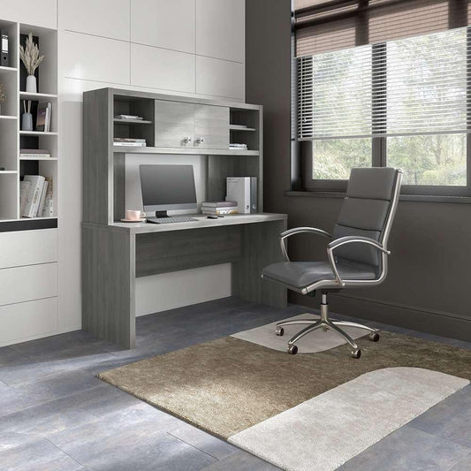 Bush Business Furniture - Echo 60W Credenza Desk with Hutch in Modern Gray - ECH030MG veiw 2