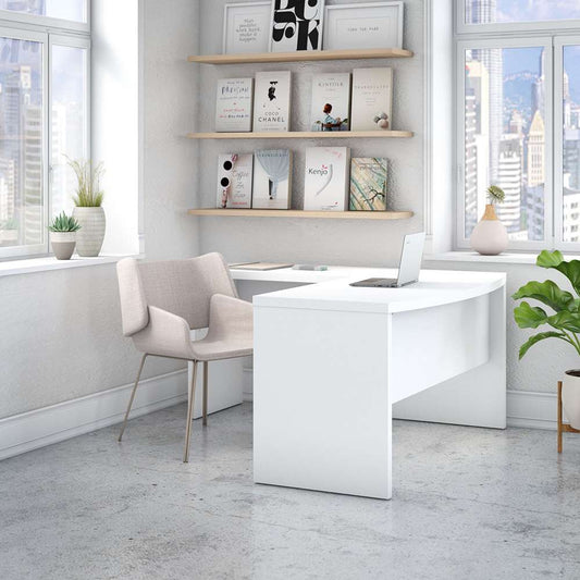 Bush Business Furniture - Echo L Shaped Bow Front Desk in Pure White - ECH025PW veiw 2