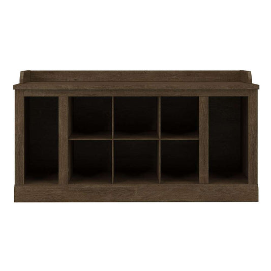 Bush Furniture - Woodland 40W Shoe Storage Bench with Shelves in Ash Brown - WDS240ABR-03 veiw 2