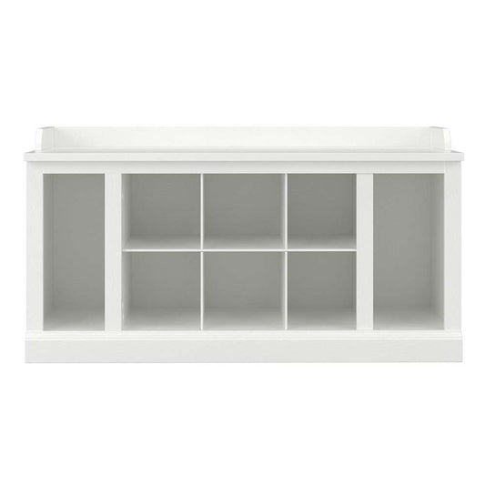 Bush Furniture - Woodland 40W Shoe Storage Bench with Shelves in White Ash - WDS240WAS-03 veiw 2