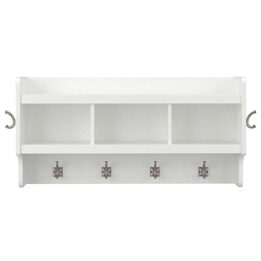 Bush Furniture - Woodland 40W Wall Mounted Coat Rack with Shelf in White Ash - WDH340WAS-03 veiw 2