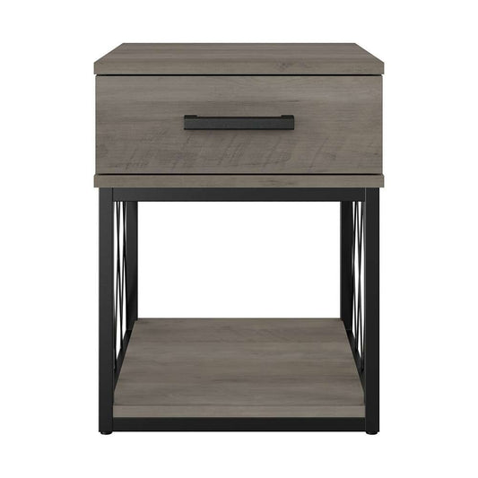 Bush Furniture - City Park Industrial End Table with Drawer in Driftwood Gray - CPT118DG-03 veiw 2