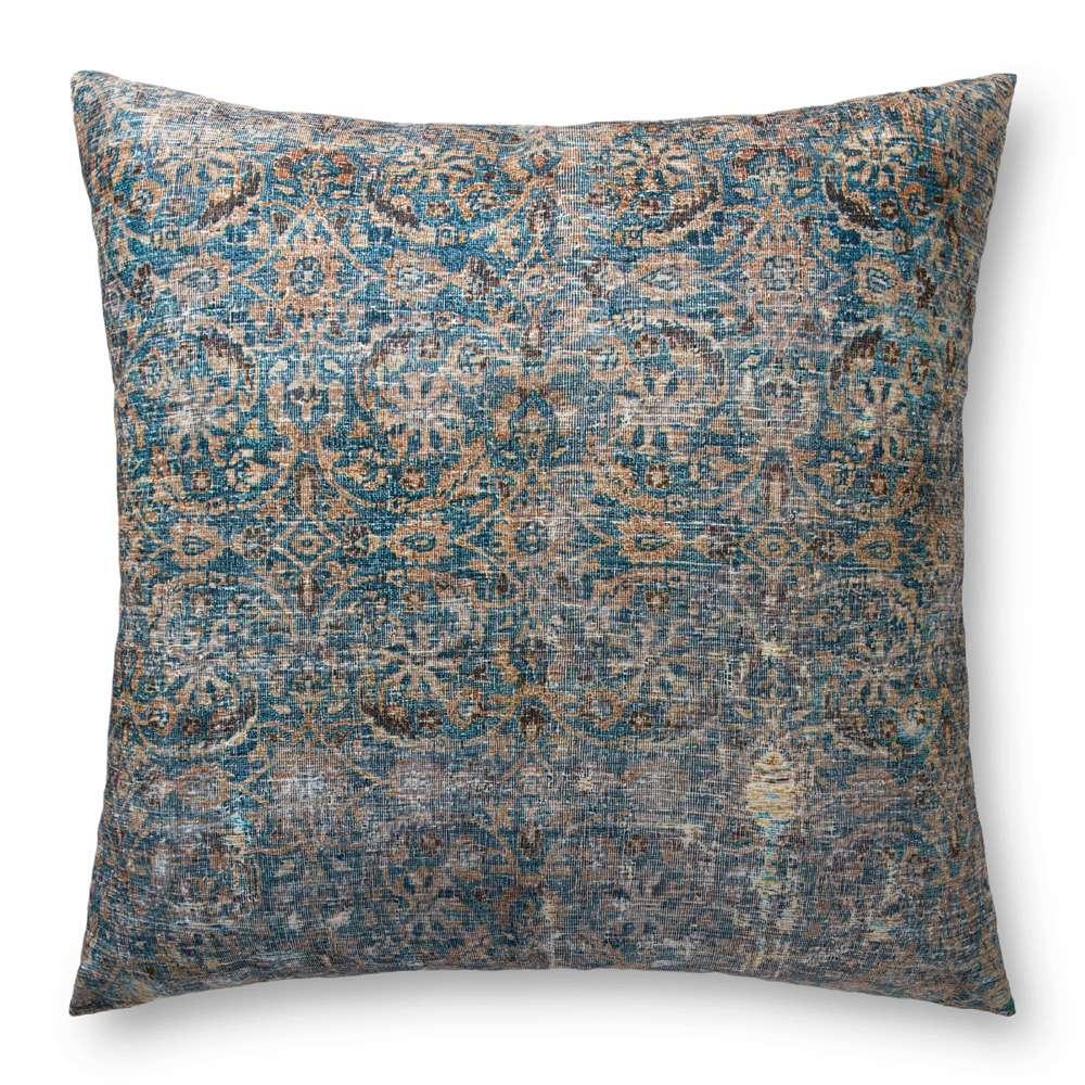 Loloi - FP0010 Lagoon / Brown 36inW x 36inD x 6inH Pillow - FL01FP0010LJBRFL36 veiw 1