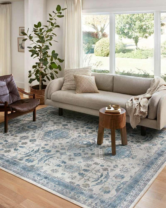 Loloi - Heidi Ivory / Ocean 7-6in x 9-6in Area Rug - HEIDHEI-04IVOC7696 veiw 2