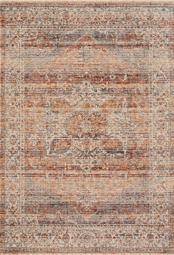 Loloi - Lourdes Tangerine / Ocean 2-8in x 2-8in Round Accent Rug - LOURLOU-07TGOC280R veiw 1