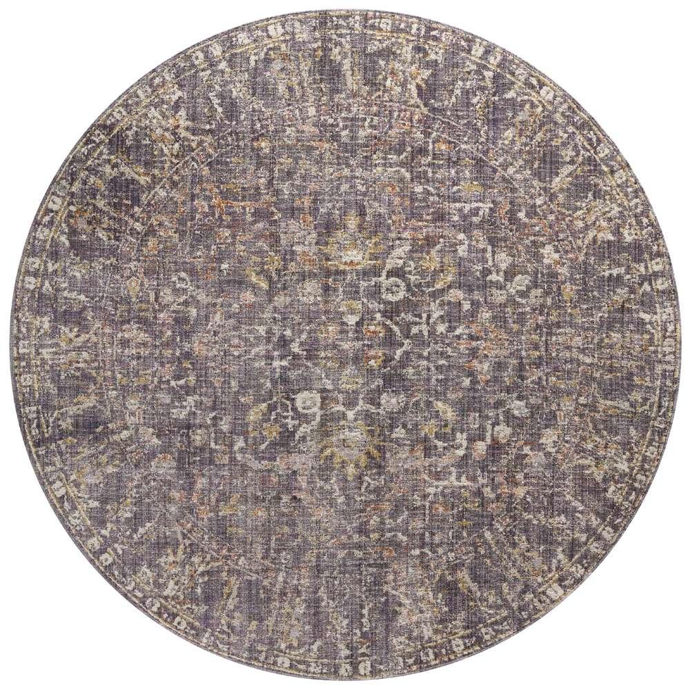 Chris Loves Julia x Loloi - Rosemarie Graphite / Multi 7-9in x 7-9in Round Area Rug - ROSMROE-04GTML790R veiw 1
