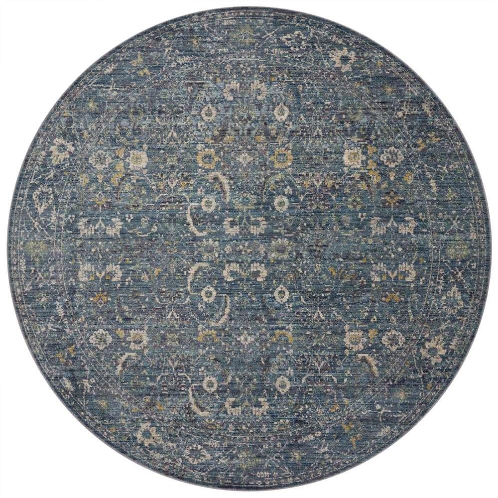 Jean Stoffer x Loloi - Bradbury Ocean / Gold 7-9in x 7-9in Round Area Rug - BRADBRU-03OCGO790R veiw 1