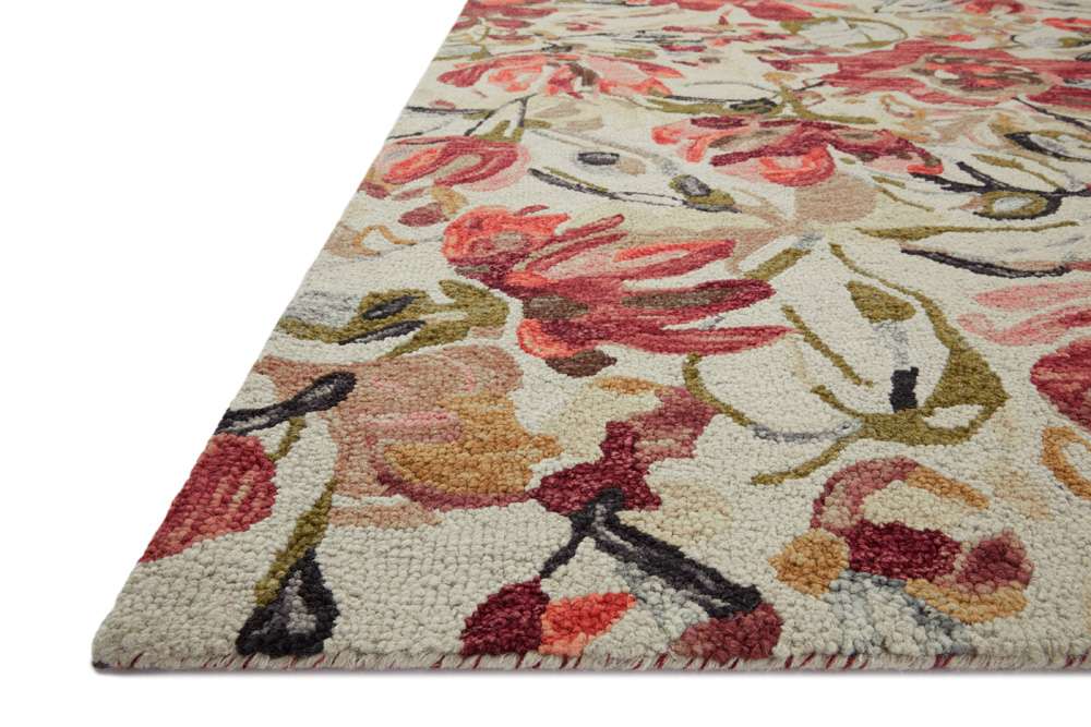 Loloi - Belladonna Ivory / Raspberry 7-9in x 9-9in Area Rug - BLOSBLM-01IVRA7999 veiw 2