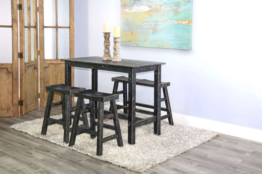 Sunny Designs - Marina - Black Sand Counter Bench, Wood Seat - 1671BS-24 veiw 5