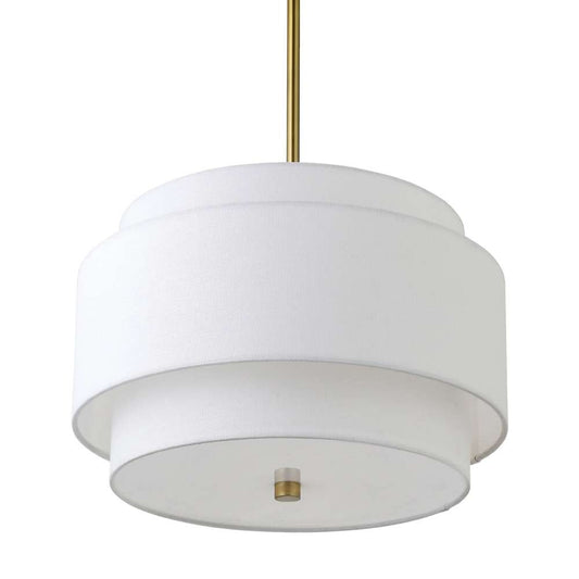 Hudson & Canal - Solomon 16in Wide 2-Light Pendant with Tiered Fabric Shade in Brass/White - PD2154 veiw 3