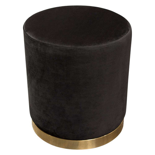 Diamond Sofa - Sorbet Round Accent Ottoman in Black Velvet w/ Gold Metal Band Accent - SORBET2OTBL veiw 2