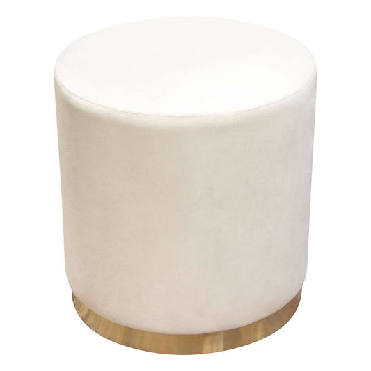 Diamond Sofa - Sorbet Round Accent Ottoman in Cream Velvet w/ Gold Metal Band Accent - SORBET2OTCM veiw 2