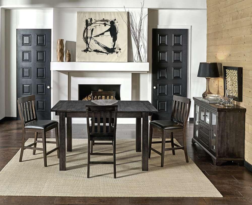 A-America - Mariposa 64in - 100in Gathering Height Leg Table with (2) 18in Butterfly Leaves, Warm Grey Finish - MRPWG6700 veiw 4