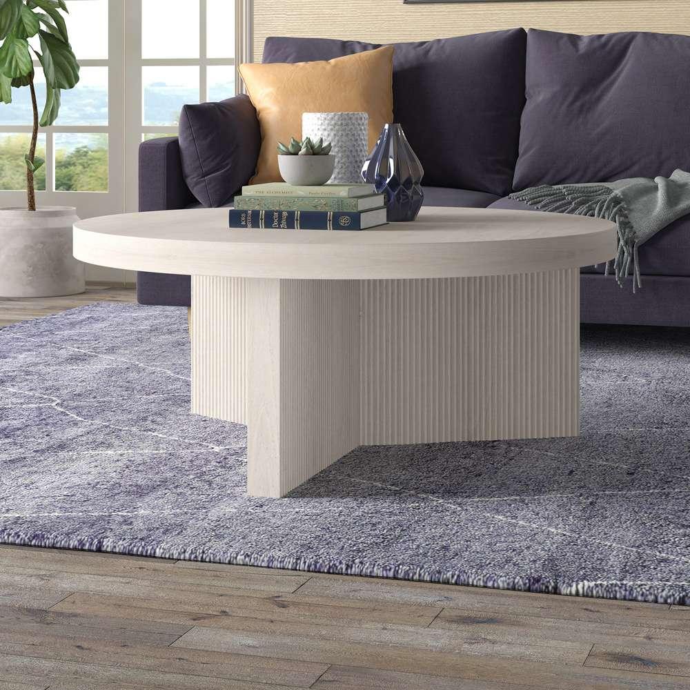 Hudson & Canal - Holm 36in Wide Round Coffee Table in Alder White - CT2099 veiw 7
