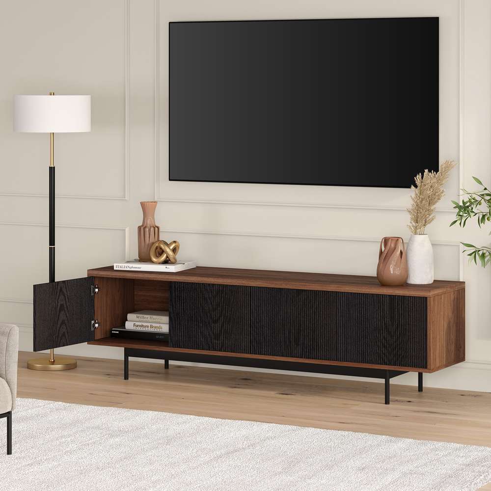 Hudson & Canal - Whitman Rectangular TV Stand for TVs up to 75in in Satin Walnut/Black Grain - TV2126 veiw 7