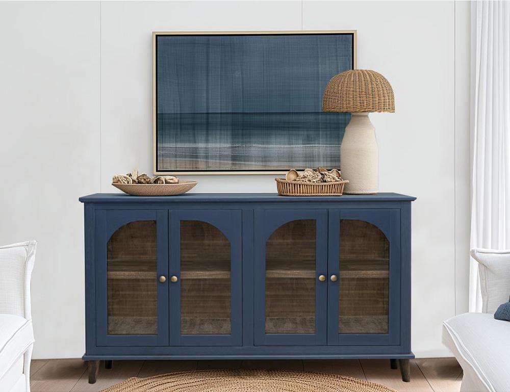 IFD - Genova - 4 Glass Door Blue Console - IFD3791CNSBL veiw 6