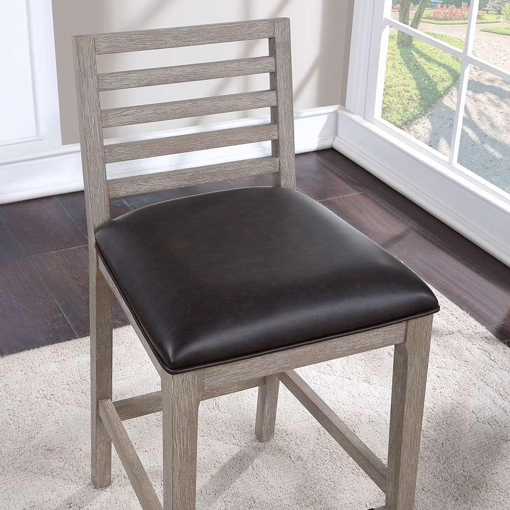 American Woodcrafters - Siri 26in Wood Stool - Driftwood Grey - B2-266-26L veiw 10