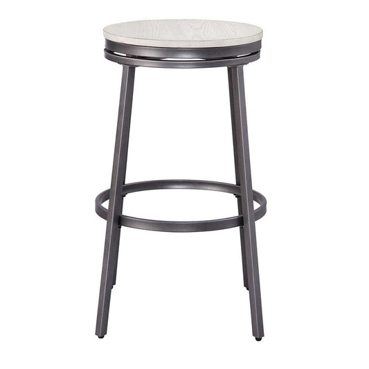 American Woodcrafters - Stockton 30in Backless Metal Swivel Stool - Slate Grey - White Oak Seat - B1-130-30W veiw 2