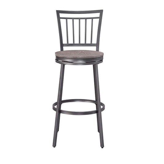 American Woodcrafters - Stockton 30in Metal Swivel Stool - Slate Grey - Grey Oak Seat - B1-121-30W veiw 2