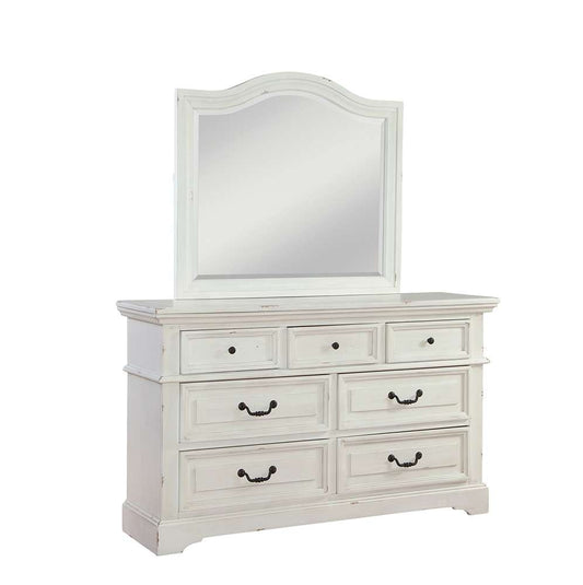 American Woodcrafters - Stonebrook Dresser with Mirror - Distressed Antique White - 7810-TDLM veiw 2