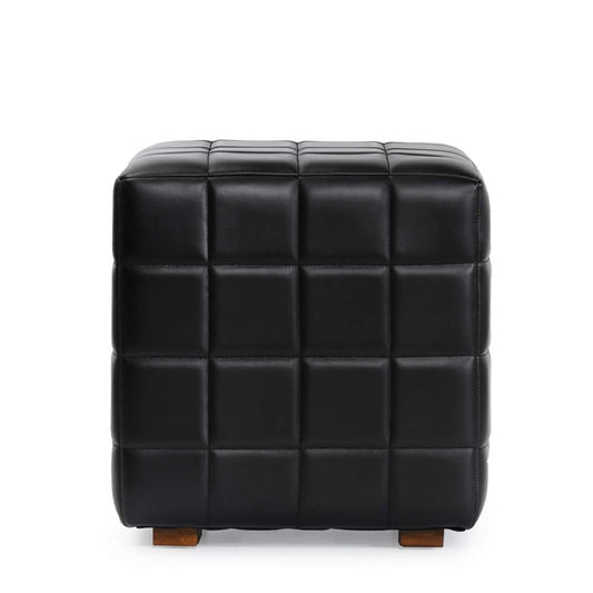 Classic Home - Carlo Leather 18in Square Ottoman Jet Black - 53002005 veiw 2