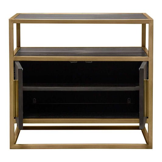 Diamond Sofa - Empire 2-Door End Table in Dark Brown Veneer w/ Hand brushed Gold Metal Frame - EMPIREETGD veiw 2