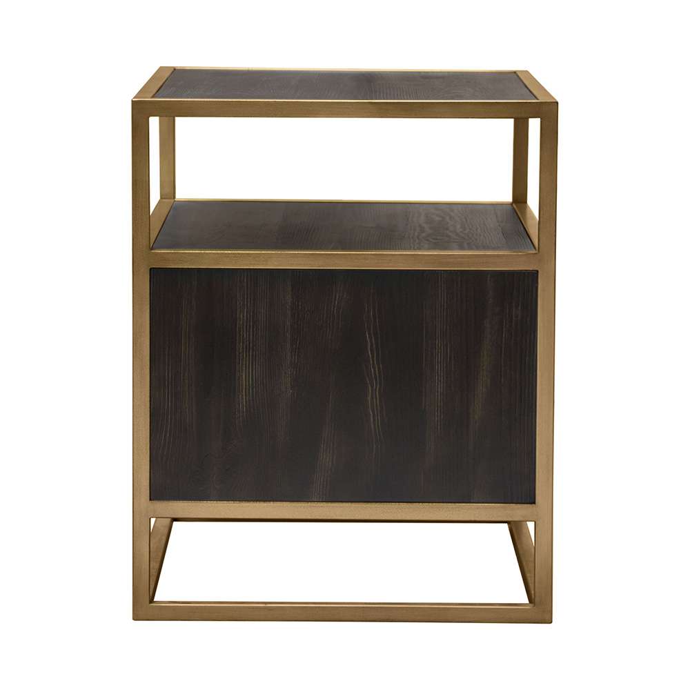 Diamond Sofa - Empire 2-Door End Table in Dark Brown Veneer w/ Hand brushed Gold Metal Frame - EMPIREETGD veiw 13