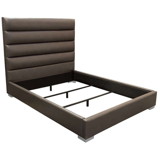 Diamond Sofa - Bardot Channel Tufted Queen Bed in Elephant Grey Leatherette - BARDOTQUBEDEG veiw 2