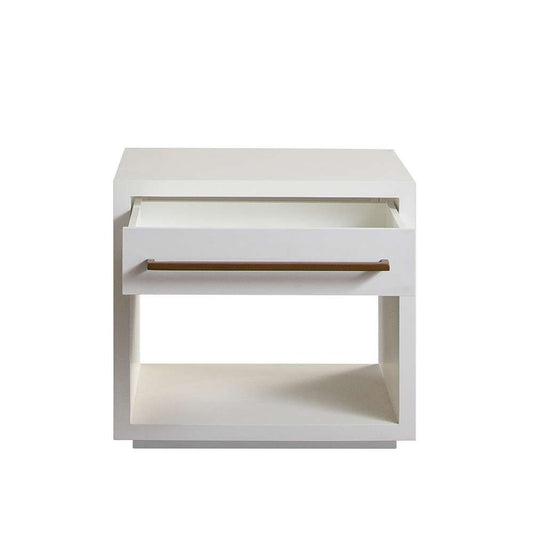 Diamond Sofa - Encore Solid Mango Wood 1-Drawer End Table in White Finish w/ Gold Metal Handle - ENCOREETWH veiw 2
