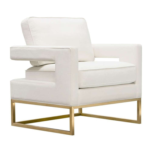 Diamond Sofa - Lake Accent Chair in White Performance Fabric w/ Brushed Gold Metal Base - LAKECHWH_CLOSEOUT veiw 2