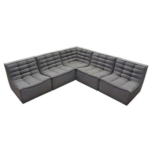 Diamond Sofa - Marshall 5PC Corner Modular Sectional w/ Scooped Seat in Grey Fabric - MARSHALL5PCGR veiw 2