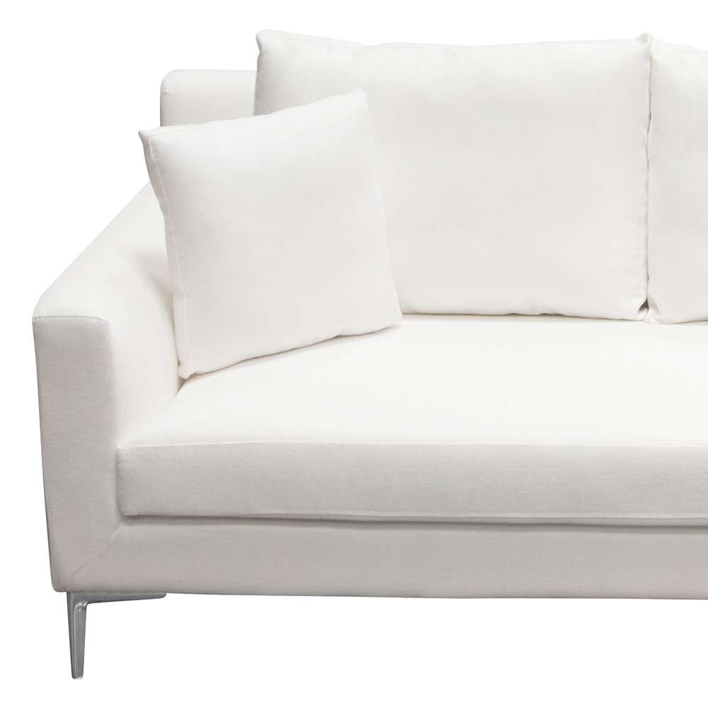 Diamond Sofa - Seattle Loose Back Sofa in White Linen w/ Polished Silver Metal Leg - SEATTLESOWH veiw 13