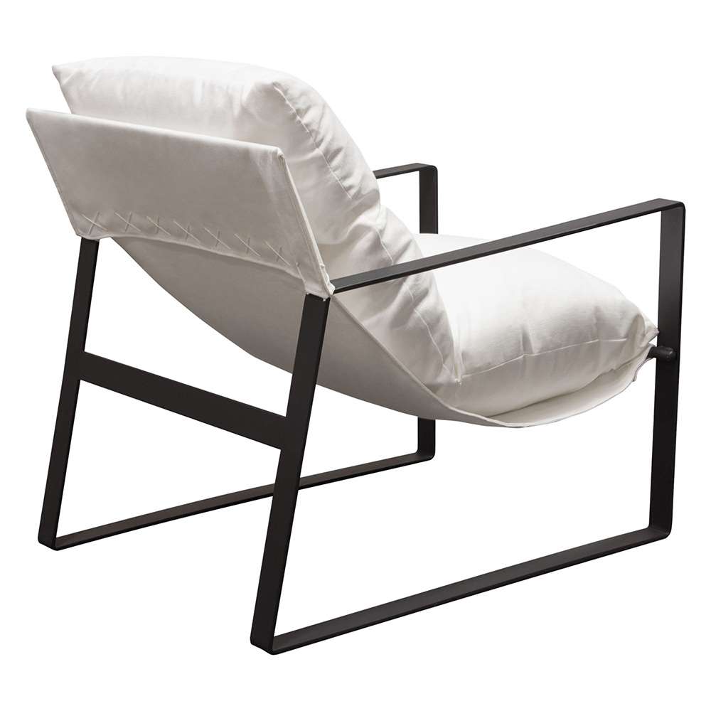 Diamond Sofa - Miller Sling Accent Chair in White Linen Fabric w/ Black Powder Coated Metal Frame - MILLERCHWH_CLOSEOUT veiw 13
