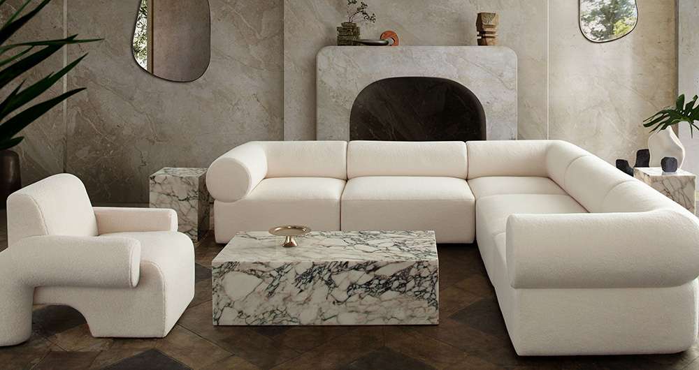 Diamond Sofa - Zia 5PC Corner Sectional in Ivory Sherpa Fabric - ZIA3SC2ACIV veiw 13