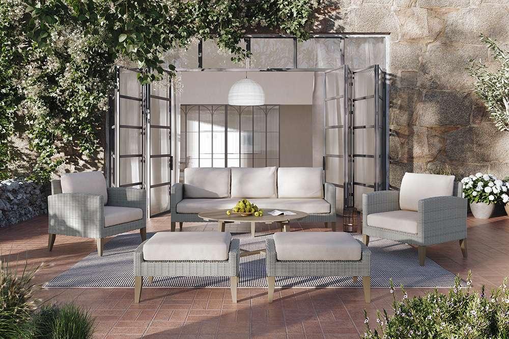 New Classic Furniture - Carezza 6 Piece Patio Set-Outdoor Sofa, 2 Outdoor Chairs, 2 Outdoor Ottomans & Outdoor Coffee Table- Taupe - 60-852G-6P veiw 6