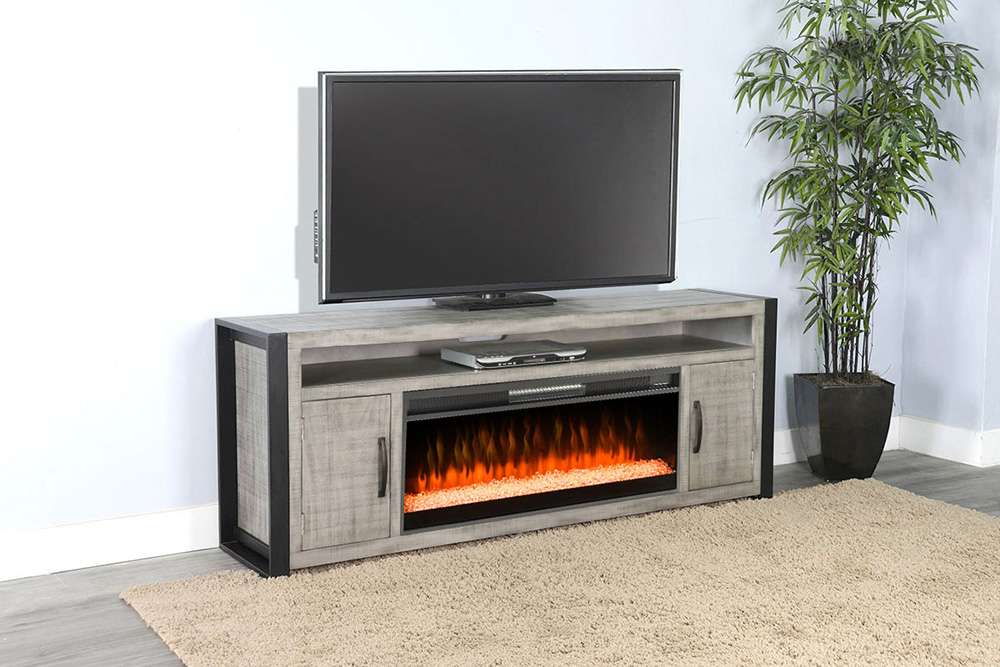 Sunny Designs - 78in Media Console with Electric Fireplace - K3652AG-78C veiw 2