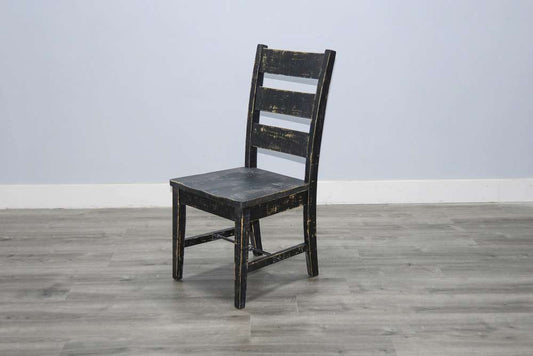 Sunny Designs - Marina - Black Sand Ladderback Chair with Turnbuckle, Wood Seat (Set of 2) - 1508BS-T veiw 2