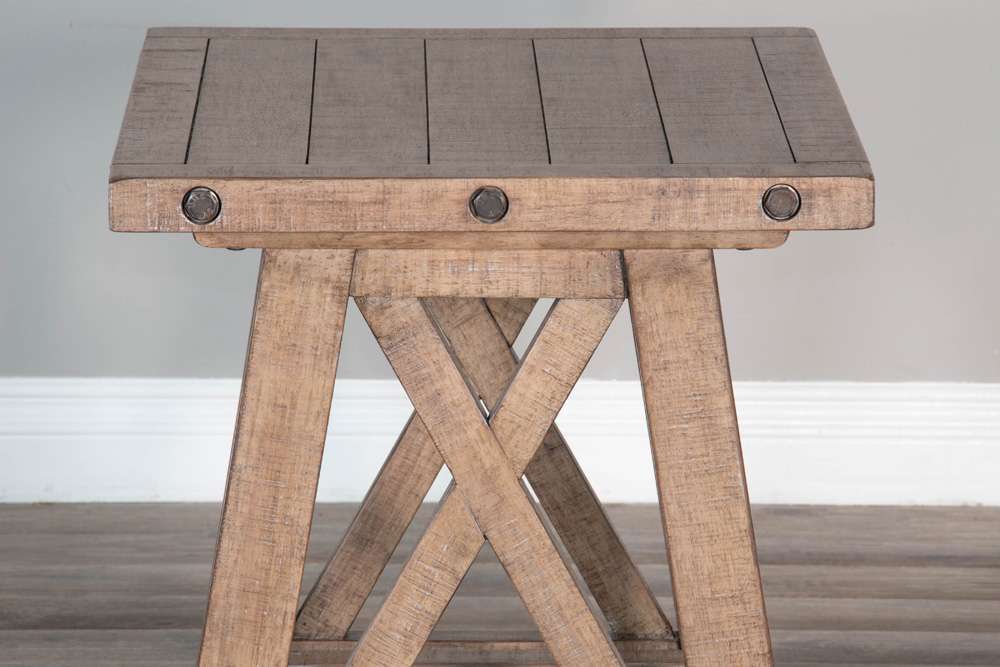 Sunny Designs - Vivian 24in Farmhouse Mahogany Wood End Table in Light Brown - 3156DR-E veiw 6