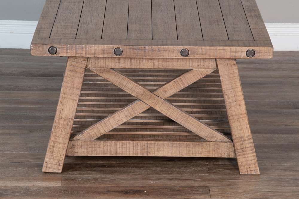 Sunny Designs - Vivian 52in Farmhouse Mahogany Wood Coffee Table in Light Brown - 3156DR-C veiw 5