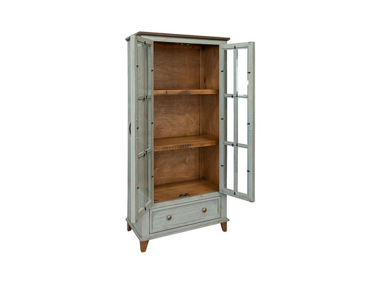 IFD - Toscana - 1 Drawer 2 Glass Doors Cabinet , Green - IFD1601CABGN veiw 2