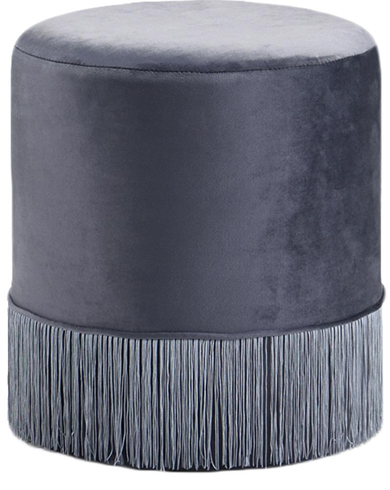 Meridian Furniture - Teddy Grey Velvet Ottoman/Stool - 130Grey veiw 1
