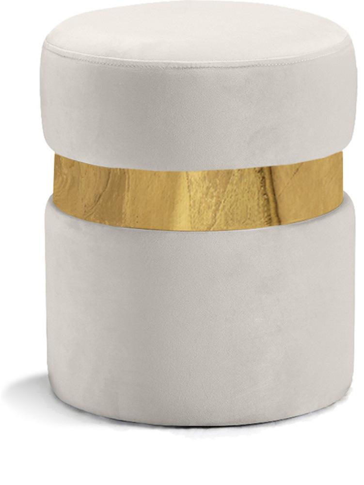 Meridian Furniture - Hailey Cream Velvet Ottoman/Stool - 132Cream veiw 1