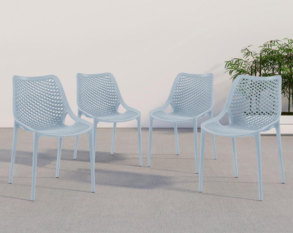 Meridian Furniture - Mykonos Sky Blue Outdoor Patio Dining Chair (Set of 4) - 328SkyBlue veiw 7
