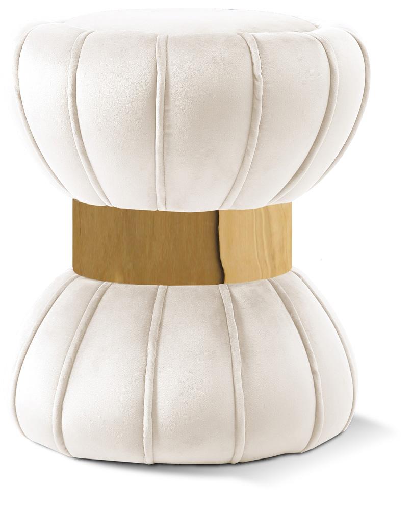 Meridian Furniture - Vino Cream Velvet Ottoman/Stool - 145Cream veiw 1