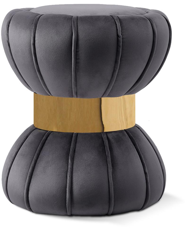 Meridian Furniture - Vino Grey Velvet Ottoman/Stool - 145Grey veiw 1