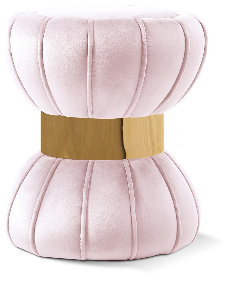 Meridian Furniture - Vino Pink Velvet Ottoman/Stool - 145Pink veiw 1