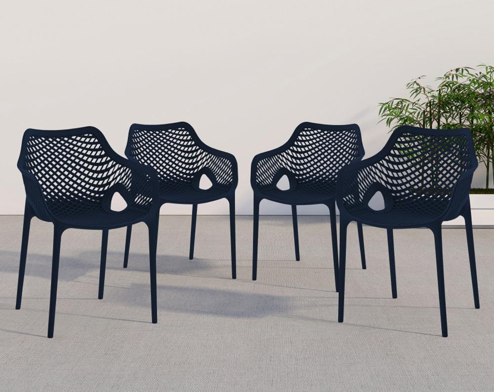Meridian Furniture - Mykonos Navy Outdoor Patio Dining Chair (Set of 4) - 329Navy veiw 6