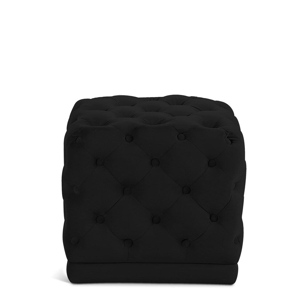 Meridian Furniture - Stella Black Velvet Ottoman/Stool - 137Black veiw 1