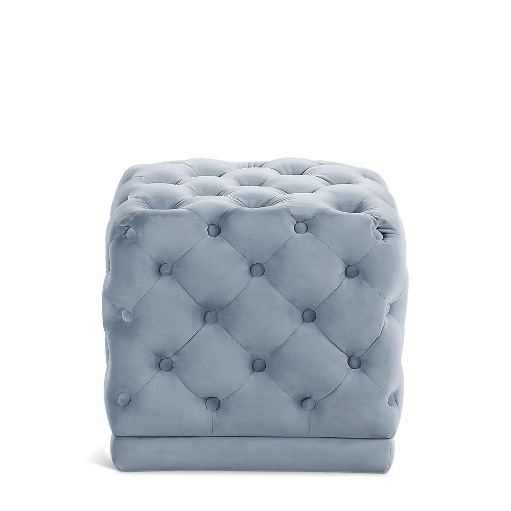 Meridian Furniture - Stella Sky Blue Velvet Ottoman/Stool - 137SkyBlu veiw 1